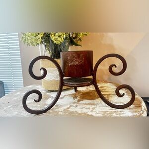 Mexican Hurricane Lamp Base 3 Leg Iron Holder Handmade Red Oxide Finish